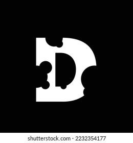 Letter D bite logo. Logo with chunks. Suitable for kids, brand, industry, company, business, and event.