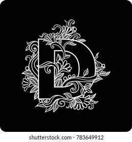 letter d, black background,vector illustration, eps10,