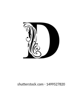 Letter D Black Flower Alphabet Beautiful Stock Vector (Royalty Free ...