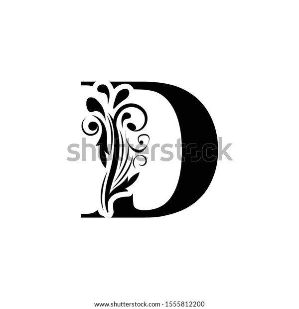 Letter D Black Flower Alphabet Beautiful Stock Vector (Royalty Free ...
