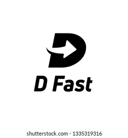Letter D black logo with negative space arrow logo for business, transportation, delivery company isolated on white background. - Vector Illustration