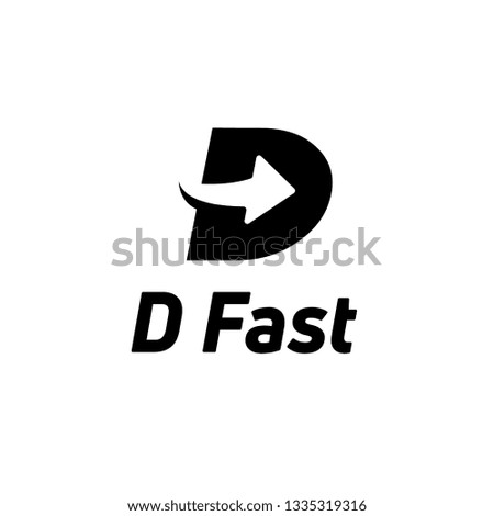 Letter D black logo with negative space arrow logo for business, transportation, delivery company isolated on white background. - Vector Illustration