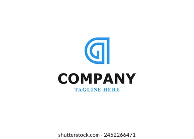 letter d blue abstract minimal logo