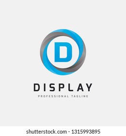 Letter D  Blue Circle Logo Design - Vector File