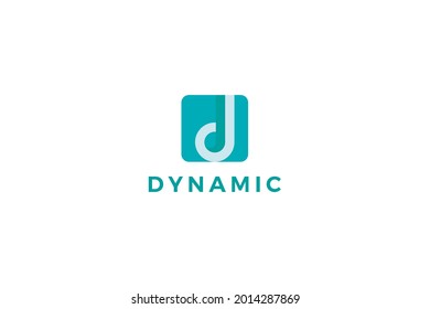 Letter d blue color creative flat cubic box corporate technological button