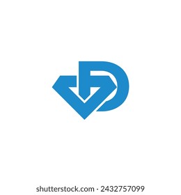 letter d blue diamond linked logo vector 