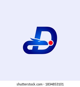 Buchstabe D und blauer Drache für ein Logo