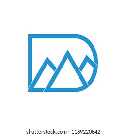 letter d blue mountain design vector