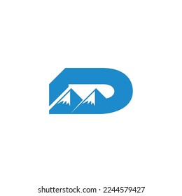 letter d blue sky snow mountain logo vector 