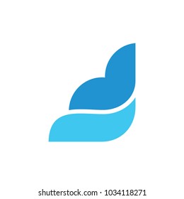 letter d blue wave design logo vector