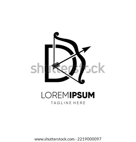 Letter D Bow Archery Logo Design Vector Icon Graphic Emblem Illustration 