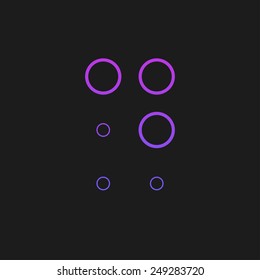 Letter D in Braille on black background