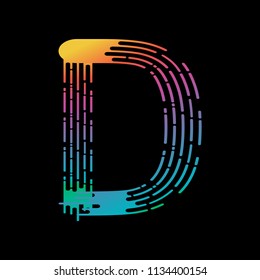letter D bright isolated on black background