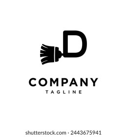 Letter D Broom vector template.eps