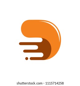 letter d brown coffee express design logo