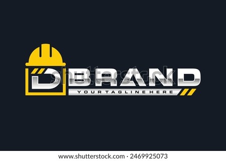 letter D build construction helmet logo