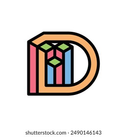 Letter D Building Colorful Modern Creative Icon Business Logo