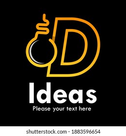 Letter d with bulb lamp logo template illustration. Suitable for idea or symbol or brand, your company.