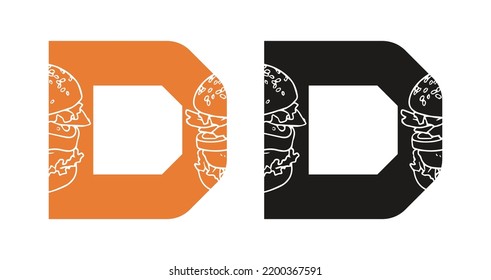 D Burger Logo Vektorsymbol Symbol Vorlage. Burger Logo-Vektorgrafik. Logo für Lebensmittel