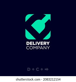 Letter D and letter C with arrow. Delivery Company logo. Network icon. Delivery or Logistic.