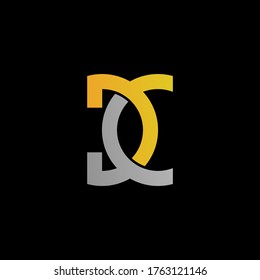 letter D and C, DC, CD logo, monogram line art design template