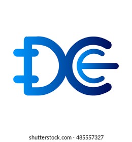 letter d c logo with plugs shape