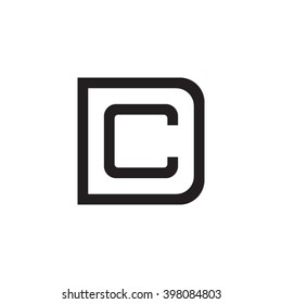 letter D and C monogram square shape logo black