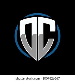 letter D and C with shield logo template