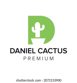 letter D cactus logo icon vector template