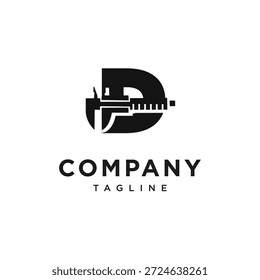 Letter D Calipers Logo Icon Vector
