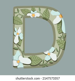 The letter "D". Can be used for various web resources. Floral print will decorate any design. Decorate your magazine, book or any web resource with this beautiful letter.