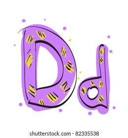 Letter D from candy alphabet. Vector illustration