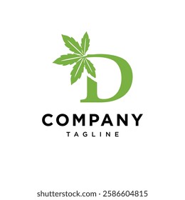 Letter D Cannabis Logo Icon Vector