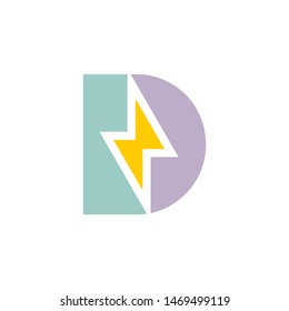letter d capital thunder shape logo vector