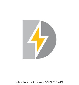letter d capital thunder shape logo vector