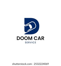 Letter D with car vector logo design. Fonts for automotive, vechile, logo, transportation, monogram and race. Alphabet label symbol for branding and identity.