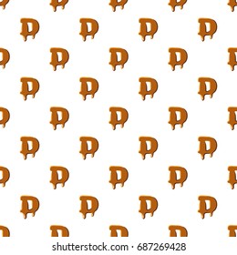 Letter D from caramel pattern seamless repeat in cartoon style vector illustration