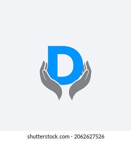 letter D caring hands logo design