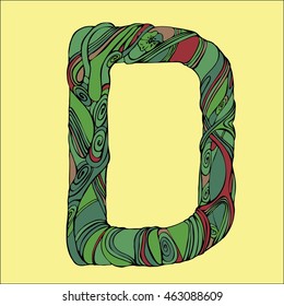 Letter D. Cartoon abstract alphabet. Font type. Vector stock illustration. 