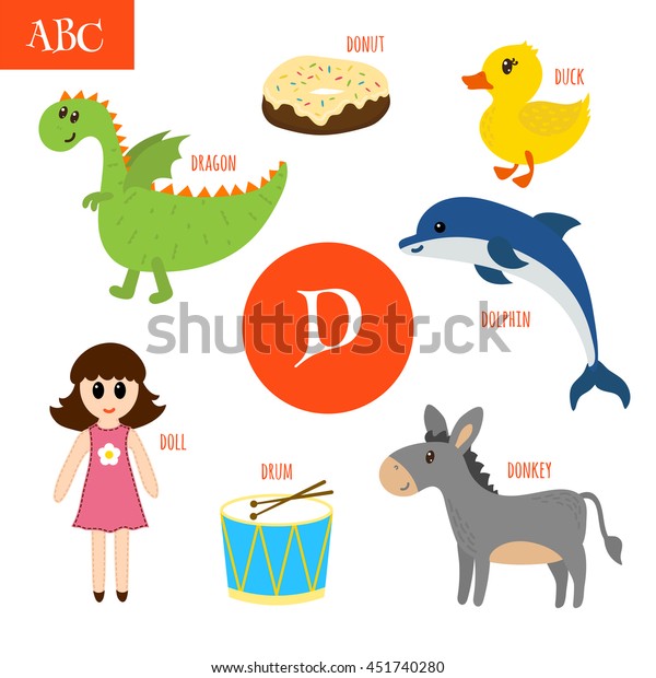 Letter D Cartoon Alphabet Children Duck Stock Vector (Royalty Free ...