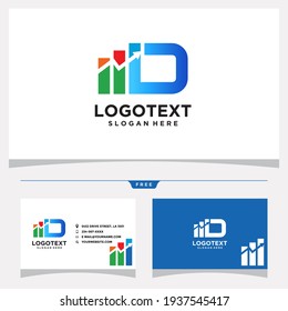 Diseño del logotipo de la barra de gráficos D y gráfico del vector de tarjetas de visita