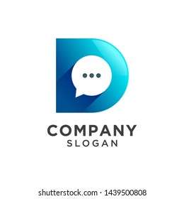 letter d with chat bubbles logo design. chat app icon logo vector illustration