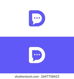 letra D chat mensagem app logotipo vetor ilustração modelo design