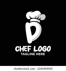 Letter D Chef Logo Design Template Inspiration, Vector Illustration.