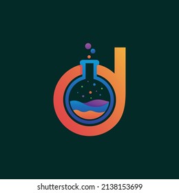 Letter d with chemical glass tube logo design