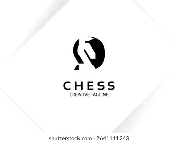 Letter D chess logo design template. Monogram knight logo