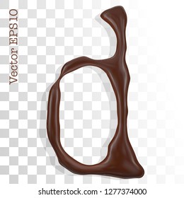 Letter d from chocolate droplets. Vector EPS 10.