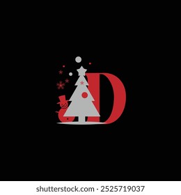 Letter D christmas logo Design, D xmas logo design