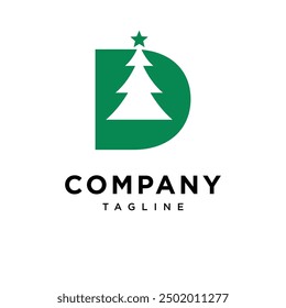 Letter D Christmas Tree logo icon vector