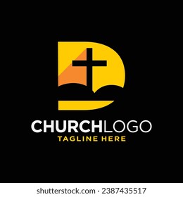 Letter D Church Logo Design Template Inspiration, Vector Illustration.